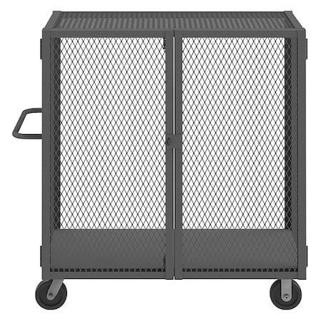 Dual-Latch Welded Mesh Security Cart with Fixed Shelves, 2, 000 lb Capacity, 32 in W x 54 1/2 in L x MPN:HTL-3048-DD-95