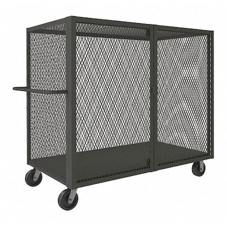 Dual-Latch Welded Mesh Security Cart with Fixed Shelves, 2, 000 lb Capacity, 32 in W x 66 1/2 in L x MPN:HTL-3060-DD-95
