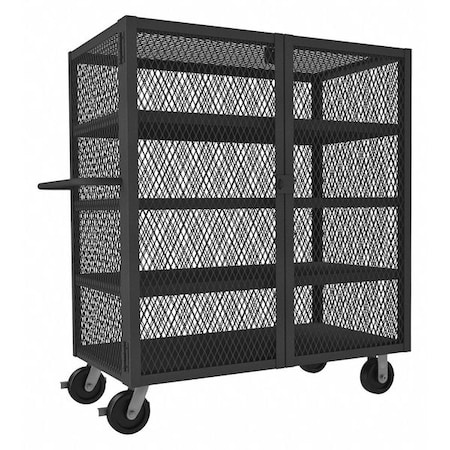 Dual-Latch Welded Mesh Security Cart with Fixed Shelves, 2, 000 lb Capacity, 38 in W x 66 1/2 in L x MPN:HTL-3660-DD-4-95