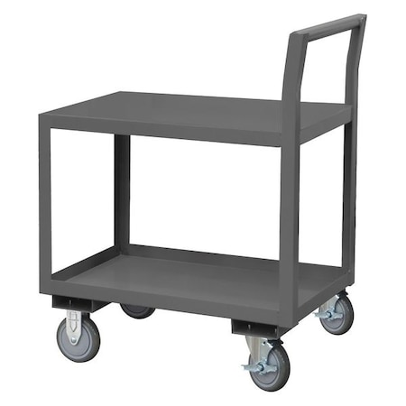 Low-Profile Utility Cart with Lipped & Flush Metal Shelves, Steel, 1, 200 lb Load Capacity, 43 in L MPN:LDO-183040-2-4PU-08T