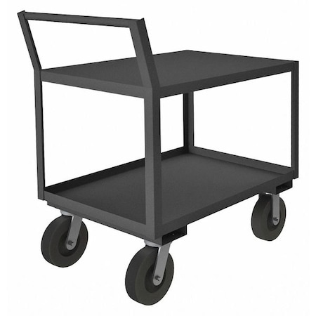 Low-Profile Utility Cart with Lipped & Flush Metal Shelves, Steel, 1, 200 lb Load Capacity, 43 in L MPN:LDO-243641-2-8PO-95