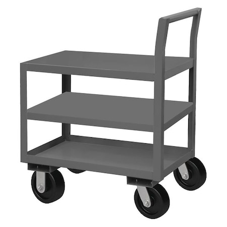 Low-Profile Utility Cart with Lipped & Flush Metal Shelves, Steel, 4, 800 lb Load Capacity, 40 in H MPN:LDO-306041-3-8PH-95