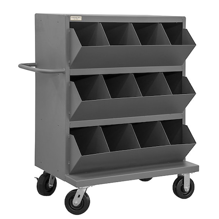 Steel Mobile Storage Bin, 24 in D x 49 1/4 in H x 36 in W, 4 Shelves, Gray MPN:MSB12-2036-95