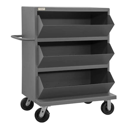 Steel Mobile Storage Bin, 24 in D x 49 1/4 in H x 24 in W, 4 Shelves, Gray MPN:MSB3-2036-95