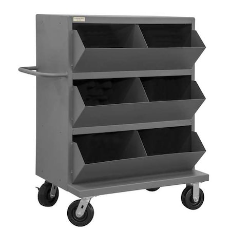 Steel Mobile Storage Bin, 24 in D x 49 1/4 in H x 36 in W, 4 Shelves, Gray MPN:MSB6-2036-95