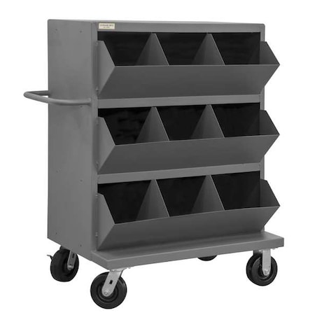 Steel Mobile Storage Bin, 24 in D x 49 1/4 in H x 36 in W, 4 Shelves, Gray MPN:MSB9-2036-95