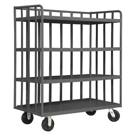 Single-Side-Access Slat-Wall Metal Stock Truck, Steel, 3, 600 lb Load Capacity, 4 Shelves MPN:OPT-7224-95