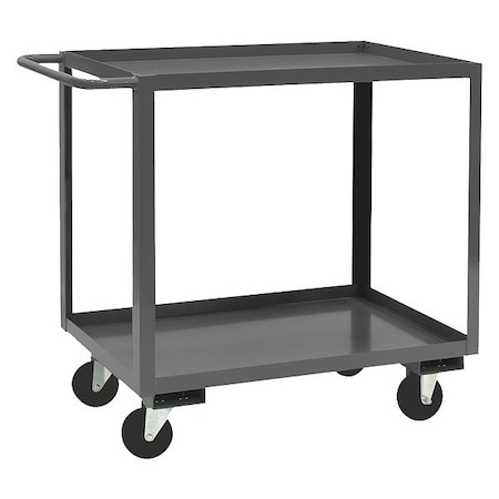 Utility Cart with Lipped Metal Shelves, Steel, 1, 400 lb Load Capacity, 2 Shelves, 54 1/2 in L MPN:RSC-1830-2-5PO-95