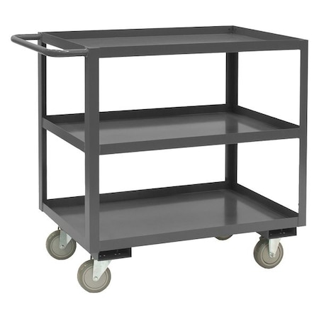 Utility Cart with Lipped Metal Shelves, Steel, 1, 200 lb Load Capacity, 3 Shelves, 64 1/2 in L MPN:RSC-1832-3-95
