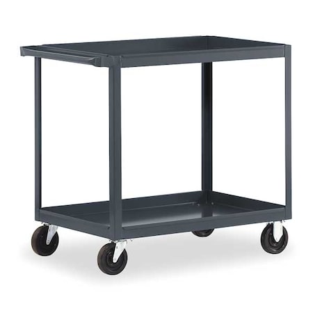 Utility Cart with Lipped Metal Shelves, Steel, 1, 200 lb Load Capacity, 2 Shelves, 42 in L, 35 in H MPN:RSC-2436-2-5PO-95