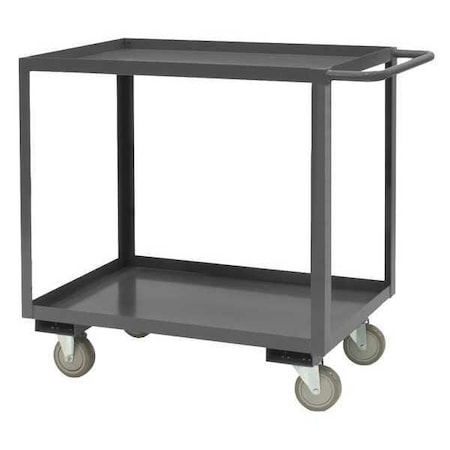 Utility Cart with Lipped Metal Shelves, Steel, 1, 200 lb Load Capacity, 2 Shelves, 54 in L, 37 in H MPN:RSC-2436-2-95