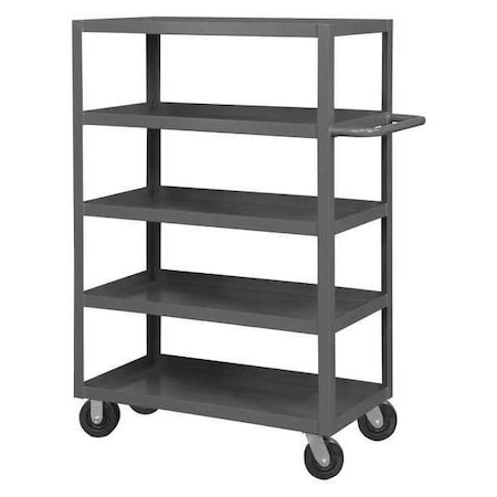 Utility Cart with Lipped Metal Shelves, Steel, 3, 000 lb Load Capacity, 5 Shelves, 36 in L, 63 in H MPN:RSC-2436-5-3K-95