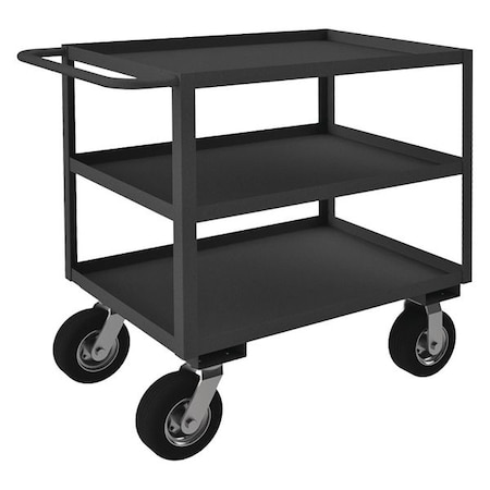 Flat Handle Utility Cart, Steel, 1, 200 lb Load Capacity, 3 Shelves, 42 1/4 in L, 24 1/4 in W MPN:RSC-243639-3-8PN-95