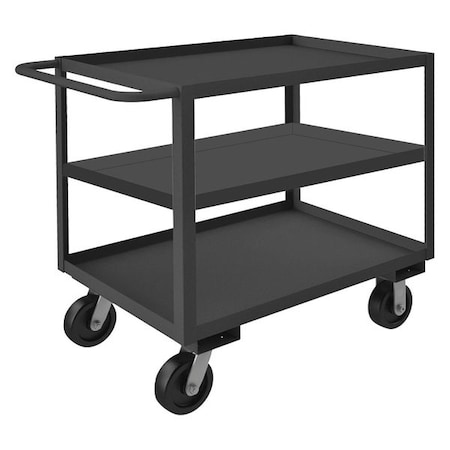 Utility Cart with Lipped Metal Shelves, Steel, 3, 000 lb Load Capacity, 3 Shelves, 66 1/2 in L MPN:RSC-243648-3-3K-6PH-95