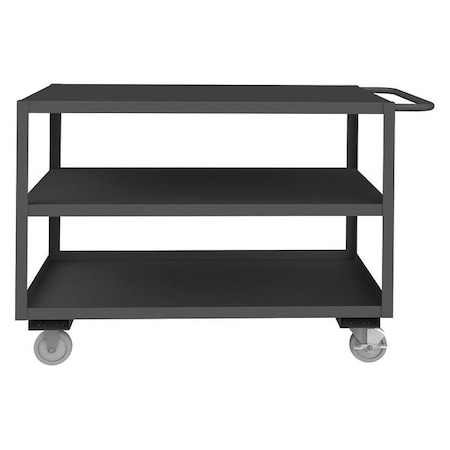 Utility Cart with Lipped & Flush Metal Shelves, Steel, 1, 200 lb Load Capacity, 3 Shelves, 52 in L MPN:RSC-2448-3-BLU-95