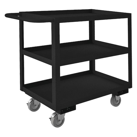 Utility Cart with Lipped Metal Shelves, Steel, 1, 200 lb Load Capacity, 3 Shelves, 52 in L, 40 in H MPN:RSC-244833-3-4PU-08T