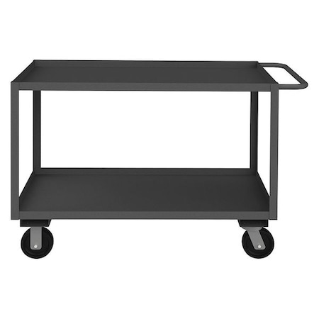 Utility Cart with Lipped Metal Shelves, Steel, 2, 400 lb Load Capacity, 2 Shelves, 52 in L, 35 in H MPN:RSC-244836-2-6PU-95