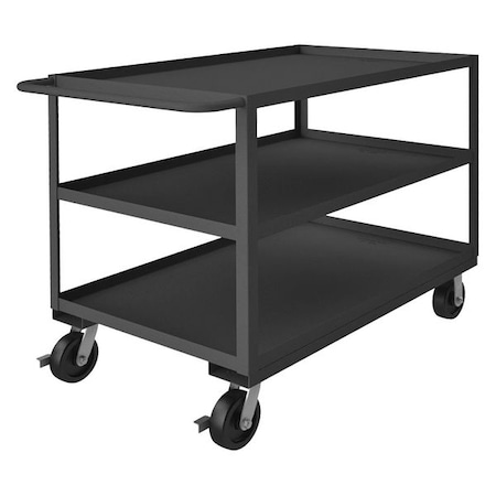 Utility Cart with Lipped Metal Shelves, Steel, 3, 000 lb Load Capacity, 3 Shelves, 54 1/2 in L MPN:RSC-3048-3-3K-6PHSB-95