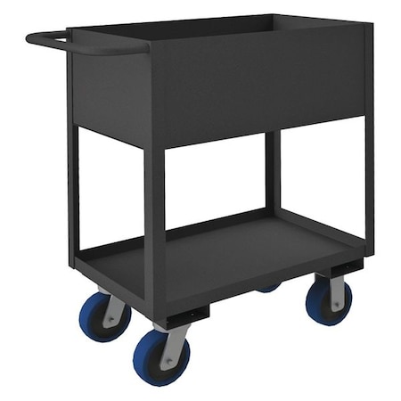 Utility Cart with Deep Lipped Metal Shelves, Steel, 3, 600 lb Load Capacity, 2 Shelves, 36 in L MPN:RSC12-1830-2-3.6K-6PU-95