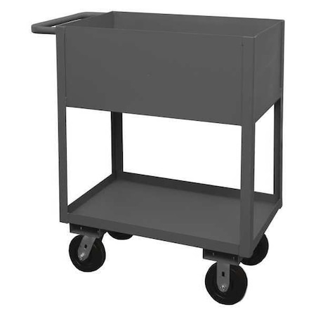 Utility Cart with Deep Lipped Metal Shelves, Steel, 3, 600 lb Load Capacity, 2 Shelves, 36 in L MPN:RSC12-1830-2-3.6K-95