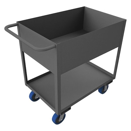 Utility Cart with Deep Lipped Metal Shelves, Steel, 3, 600 lb Load Capacity, 2 Shelves, 42 1/4 in L MPN:RSC12-2436-2-3.6K-6PU-95