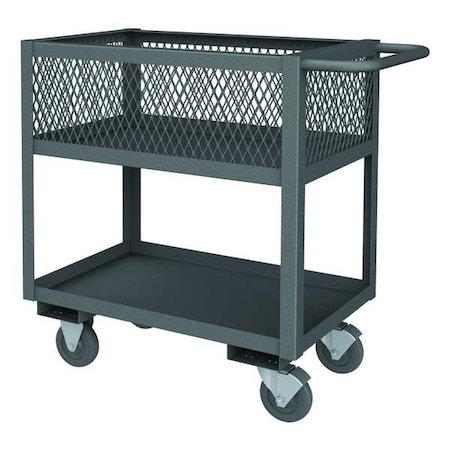 Utility Cart with See-Through Ventilated Walls & Lipped Metal Shelves, Steel, 2 Shelves, 42 in L MPN:RSC12-EX1830-2-5PO-95
