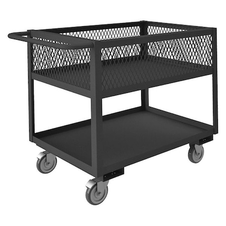 Utility Cart with See-Through Ventilated Walls & Lipped Metal Shelves, Steel, 2 Shelves, 36 in L MPN:RSC12-EX2430-2-5PO-95