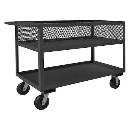 Utility Cart with See-Through Ventilated Walls & Lipped Metal Shelves, Steel, 2 Shelves, 52 in L MPN:RSC12-EX2448-2-3.6K-95