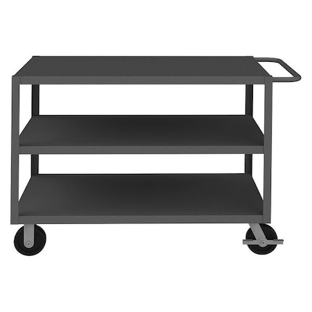 Utility Cart with Flush Metal Shelves, Steel, 3, 000 lb Load Capacity, 3 Shelves, 52 in L, 38 in H MPN:RSC2448-3-3K-6PHSB-ALD-95