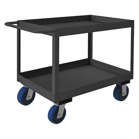 Utility Cart with Deep Lipped Metal Shelves, Steel, 3, 600 lb Load Capacity, 2 Shelves, 38 in L MPN:RSC3-2436-2-3.6K-6PU-95