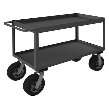 Utility Cart with Deep Lipped Metal Shelves, Steel, 1, 200 lb Load Capacity, 2 Shelves, 52 in L MPN:RSC3-244836-2-10SPN-95