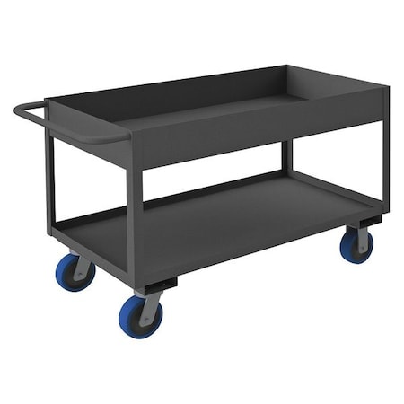 Utility Cart with Deep Lipped Metal Shelves, Steel, 3, 600 lb Load Capacity, 2 Shelves, 37 in L MPN:RSC6-2436-2-3.6K-6PU-95