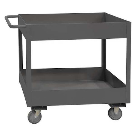 Utility Cart with Deep Lipped Metal Shelves, Steel, 3, 600 lb Load Capacity, 2 Shelves, 42 in L MPN:RSC6-2436-2-3.6K-95