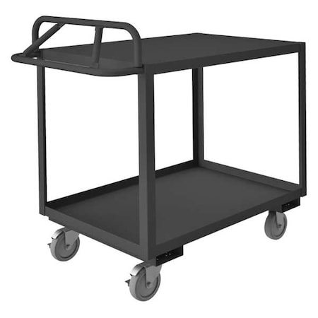 Utility Cart with Lipped & Flush Metal Shelves, Steel, 1, 200 lb Load Capacity, 2 Shelves, 46 in L MPN:RSCE-243641-2-TLD-95