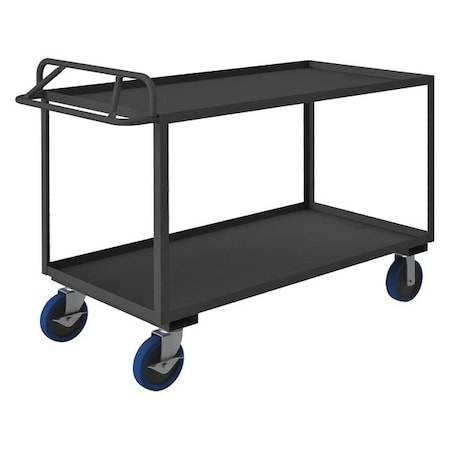 Utility Cart with Lipped Metal Shelves, Steel, 3, 600 lb Load Capacity, 2 Shelves, 66 1/2 in L MPN:RSCE-3060-2-3.6K-8PUSB-95
