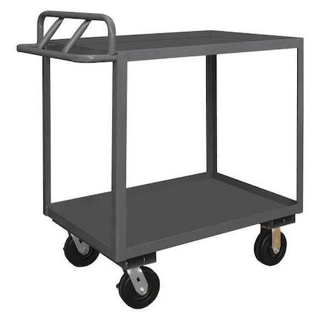 Utility Cart with Lipped Metal Shelves, Steel, 3, 600 lb Load Capacity, 2 Shelves, 66 1/2 in L MPN:RSCE-3060-2-3.6K-95