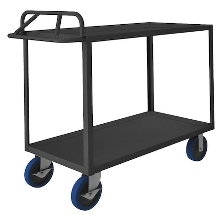 Utility Cart with Flush Metal Shelves, Steel, 3, 600 lb Load Capacity, 2 Shelves, 66 1/2 in L MPN:RSCE-3060-2-ALD-8PUSB-95