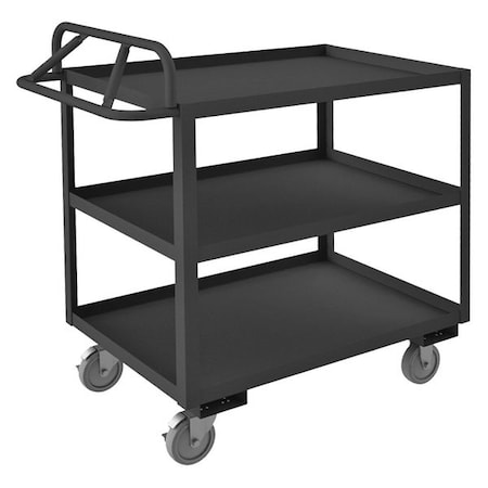 Utility Cart with Lipped Metal Shelves, Steel, 1, 200 lb Load Capacity, 3 Shelves, 66 1/2 in L MPN:RSCE-3660-3-95