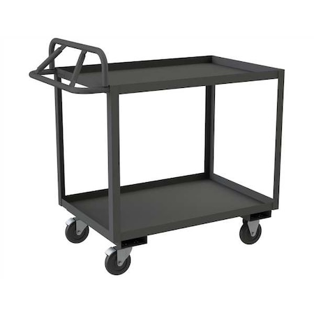 Utility Cart with Lipped Metal Shelves, Steel, 1, 400 lb Load Capacity, 2 Shelves, 42 in L, 35 in H MPN:RSCE1P-2436-2-5PO-95