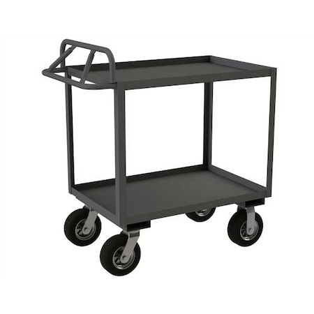 Utility Cart with Lipped Metal Shelves, Steel, 1, 200 lb Load Capacity, 2 Shelves, 36 in L, 41 in H MPN:RSCE1P-2436-2-8SPN-95