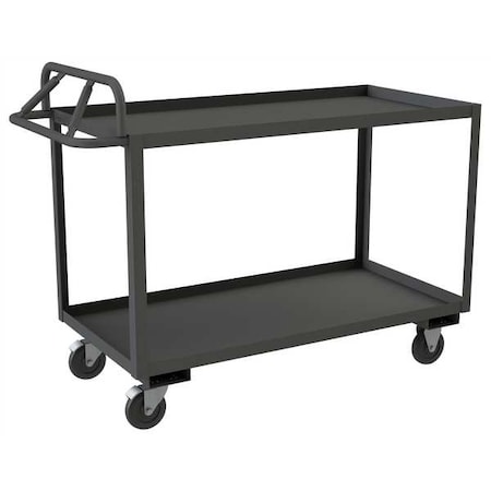 Utility Cart with Lipped Metal Shelves, Steel, 1, 400 lb Load Capacity, 2 Shelves, 52 in L, 35 in H MPN:RSCE1P-2448-2-5PO-95