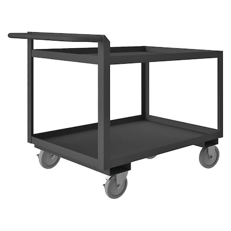 Utility Cart with Lipped Metal Shelves, Steel, 1, 200 lb Load Capacity, 2 Shelves, 51 in L MPN:RSCR-243036-ALU-5PU-95