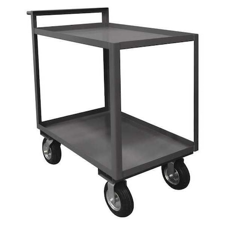 Utility Cart with Lipped Metal Shelves, Steel, 1, 500 lb Load Capacity, 2 Shelves, 63 1/2 in L MPN:RSCR-3048-95