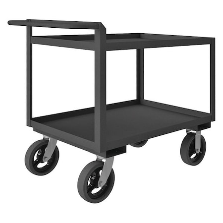 Utility Cart with Lipped Metal Shelves, Steel, 2, 400 lb Load Capacity, 2 Shelves, 54 1/2 in L MPN:RSCR243636ALU8MR95