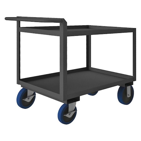 Utility Cart with Lipped Metal Shelves, Steel, 3, 600 lb Load Capacity, 2 Shelves, 54 1/2 in L MPN:RSCR243636ALU8PUSB95