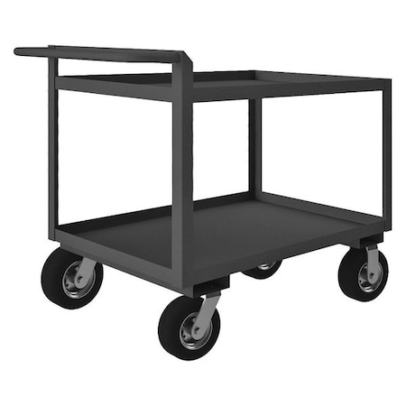 Utility Cart with Lipped Metal Shelves, Steel, 1, 500 lb Load Capacity, 2 Shelves, 54 1/2 in L MPN:RSCR243638ALU8PN95