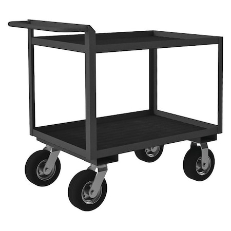 Utility Cart with Lipped Metal Shelves, Steel, 1, 500 lb Load Capacity, 2 Shelves, 54 1/2 in L MPN:RSCR244838ALURM8PN95