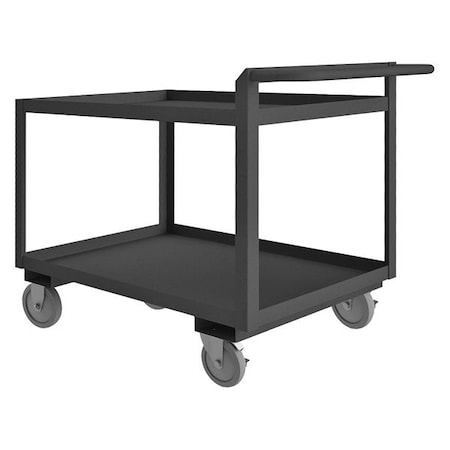 Utility Cart with Lipped Metal Shelves, Steel, 1, 200 lb Load Capacity, 2 Shelves, 66 1/2 in L MPN:RSCR246036ALU5PU95