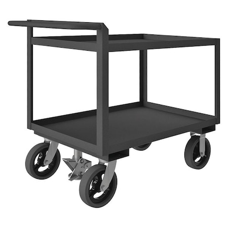Utility Cart with Lipped Metal Shelves, Steel, 2, 400 lb Load Capacity, 2 Shelves, 51 in L, 44 in H MPN:RSCR304836ALUFL8MR95