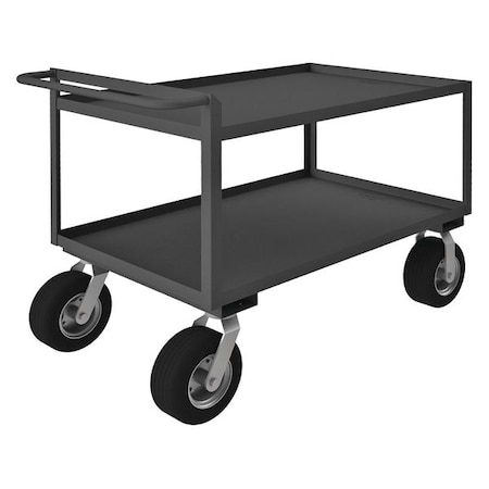 Utility Cart with Lipped Metal Shelves, Steel, 1, 500 lb Load Capacity, 2 Shelves, 52 in L, 36 in H MPN:RSCR304838ALU10SPN95